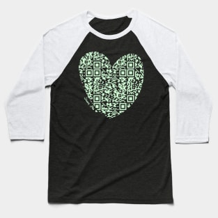 Pastel Green Rick Astley Rickroll QR Code Heart Art Baseball T-Shirt